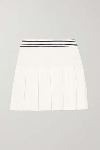 Tory Sport + Pleated Striped Ribbed-Knit Tennis Skirt