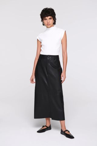 Aligne + Greta Leather Midi Skirt