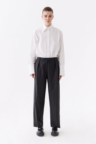 Laura Pitharas + Grey Wool Pleated Trouser