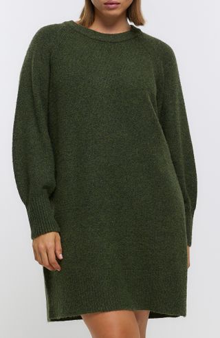 River Island + Long Sleeve Crewneck Sweater Dress