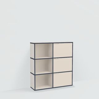 Tylko + Tall Shallow Sand and Midnight Blue Shoe Rack With Doors