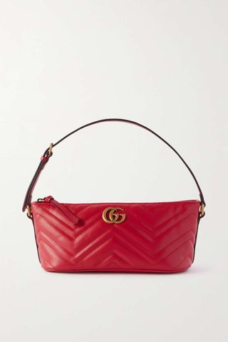 Gucci + GG Marmont Quilted Matelassé Leather Shoulder Bag