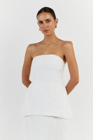 Dissh + Lara White Linen Strapless Top