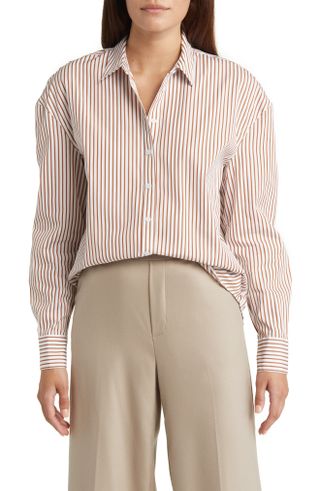 Nordstrom + Stripe Oversize Cotton Poplin Shirt