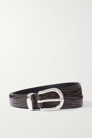 Anderson's + Embellished Lizard-Effect Leather Belt