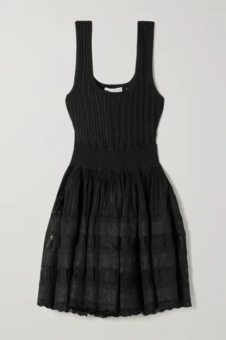 Alaïa + Ribbed Pointelle-Knit Mini Dress