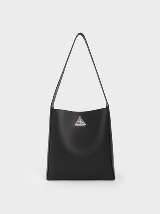 Charles & Keith + Noir Trice Metallic Accent Large Hobo Bag