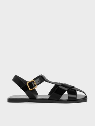 Charles & Keith + Patent Patent Strappy Crossover Sandals