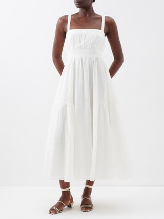 La Ligne + Pleated-Bodice Cotton-Blend Midi Dress