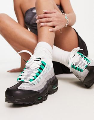 Nike + Nike Air Max 95 Trainers in Black and Stadium Green