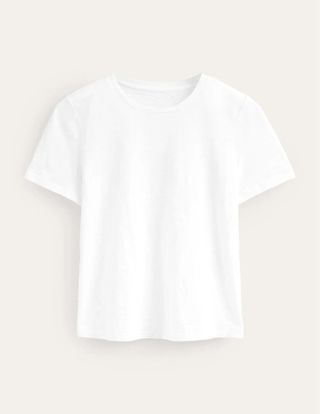 Boden + Cotton Crew Neck T-Shirt in White