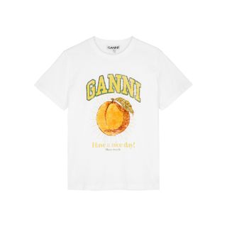 Ganni + Logo-Print Cotton T-Shirt