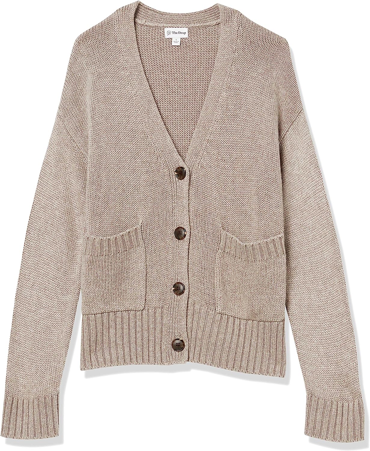 Amazon + The Drop Brigitte Chunky Button Front Pocket Ribbed Cardigan