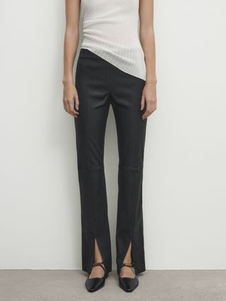 Massimo Dutti + Nappa Leather Trousers With Vent Hems