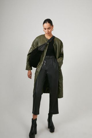 Warehouse + Faux Leather Clean Peg Trousers