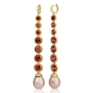 Octavia Elizabeth + Pink Spinel and Pink Pearl Drop Earrings