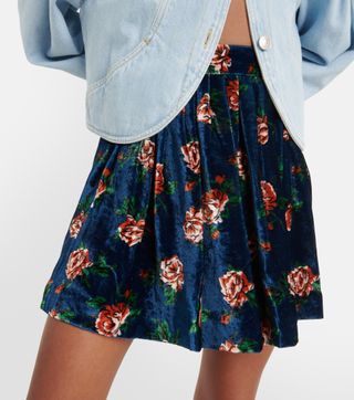 Kenzo + Floral Velvet Miniskirt