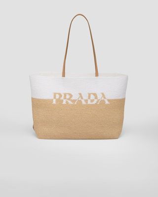 Prada + Raffia and Leather Tote Bag