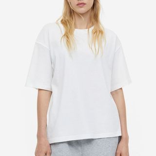 H&M + Boxy T-Shirt in White