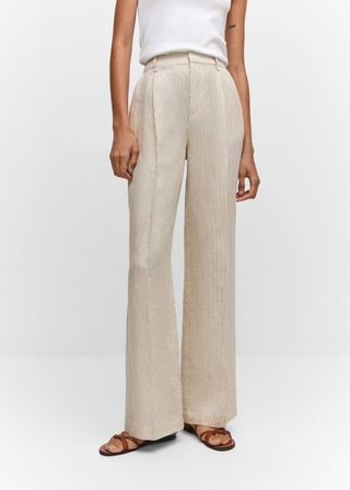 Mango + Straight Linen-Blend Pants