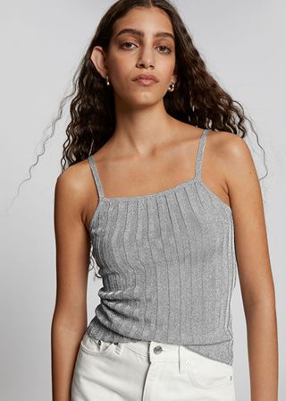 & Other Stories + Fitted Metallic Ribbed Tank Top