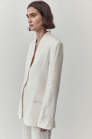 St Agni + Linen Cut-Out Blazer - Ivory