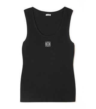 Loewe + Embroidered Ribbed Stretch-Cotton Tank
