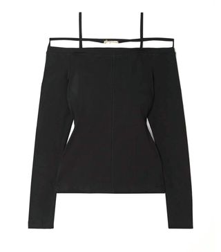 Jacquemus + Sierra Cold-Shoulder Embellished Stretch-Cotton T-Shirt