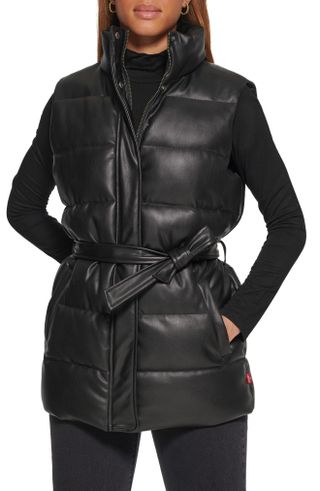 LEVI'S + 361 Belted Faux Leather Puffer Vest