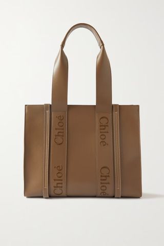 Chloé + +Net Sustain Woody Medium Embroidered Leather Tote