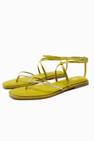 Zara + Rhinestone Flats Sandals