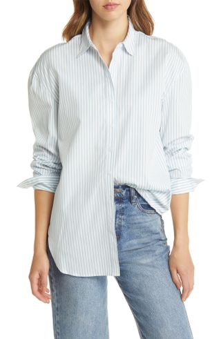 Nordstrom + Stripe Oversize Cotton Poplin Shirt