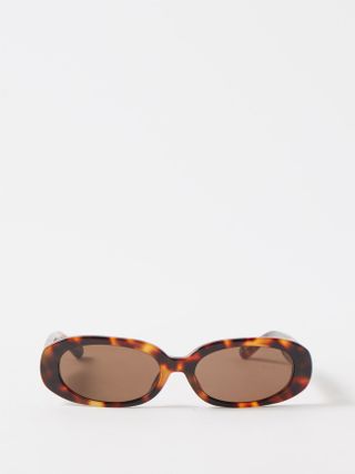 Linda Farrow + Cara Tortoiseshell-Acetate Oval Sunglasses