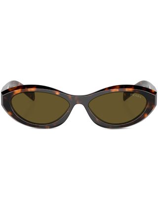 Prada + Oval-Frame Sunglasses