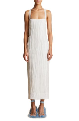 Khaite + Fabia Textured Linen & Silk Dress