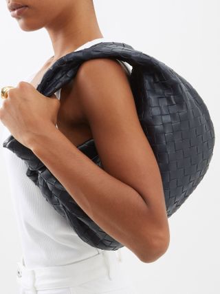 Bottega Veneta + Jodie Teen Intrecciato-Leather Shoulder Bag