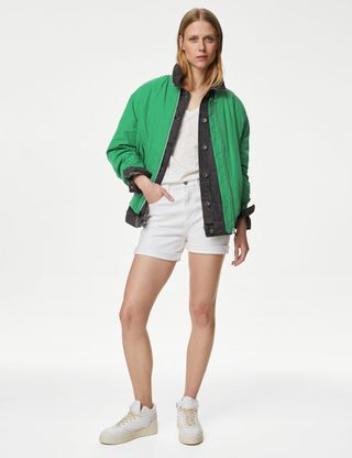 M&S Collection + Padded Bomber Jacket in Grass