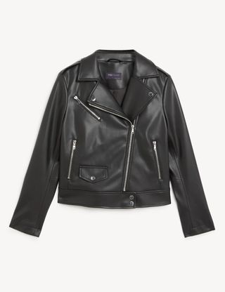 M&S Collection + Faux Leather Biker Jacket