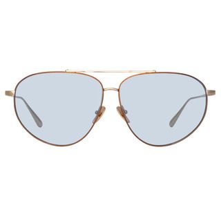 Linda Farrow + Gabriel Oversized Sunglasses in Light Gold and Blue