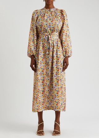Apof + Marie Printed Cotton Midi Dress