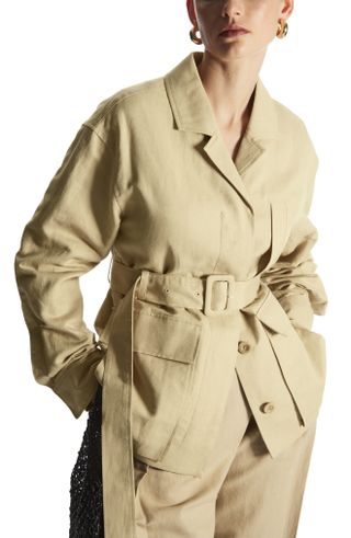 COS + Belted Relaxed Fit Linen Blend Jacket