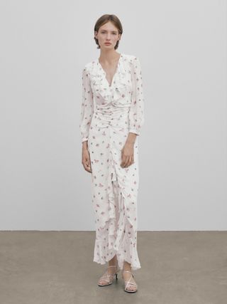 Massimo Dutti + Long Floral Print Dress