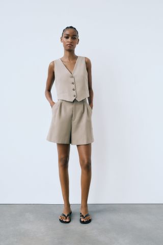 Zara + Linen Blend Vest