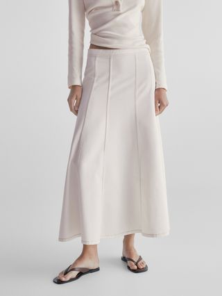 Massimo Dutti + High-Waist Panelled Denim Skirt