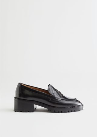 & Other Stories + Heeled Leather Penny Loafers