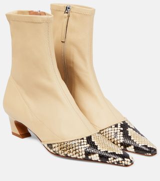 Acne Studios + Bano Snake-Effect Leather Ankle Boots