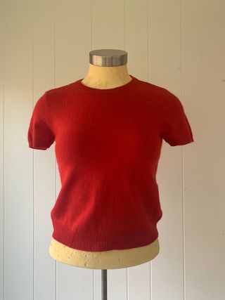 DKNY + 1990s Red Knit Shell Top