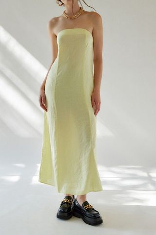 Urban Outfitters + Meave Linen Strapless Midi Dress
