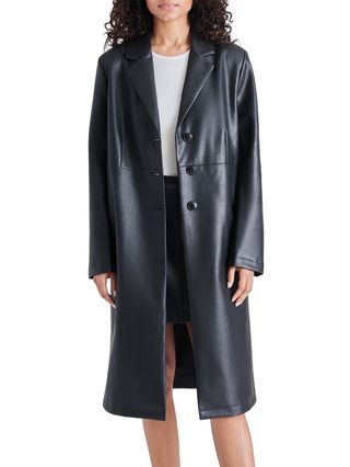 Steve Madden + Tailored Faux Leather Trench Coat
