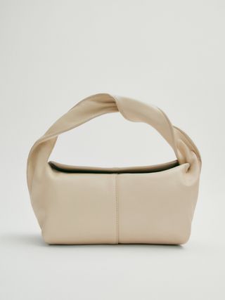 Massimo Dutti + Nappa Leather Croissant Bag in White